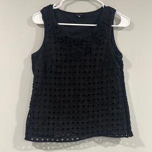 Talbots Black Eyelet Sleeveless Tank with Floral size 10